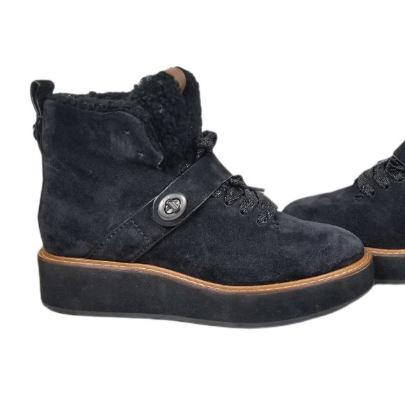 COACH Urban Hiker Boots, Black Suede, Womens Size 6 B / 36.5 - Picture 7 of 11